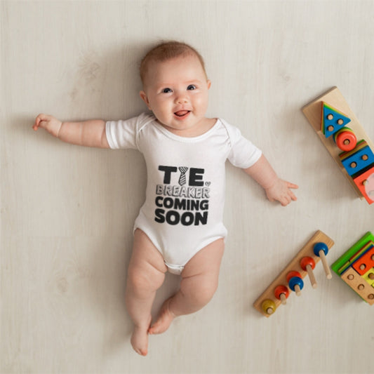 Tie Breaker Baby Coming Soon Bodysuit