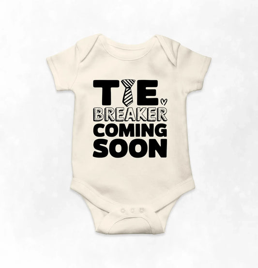 Tie Breaker Baby Coming Soon Bodysuit