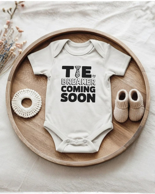 Tie Breaker Baby Coming Soon Bodysuit