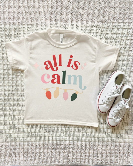 All Is Calm Retro Christmas Lights Tee