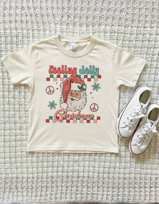 Feeling Jolly Christmas Retro Hippie Tee