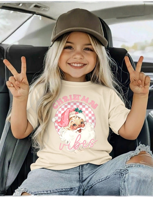 Christmas Vibes Retro Santa Tee