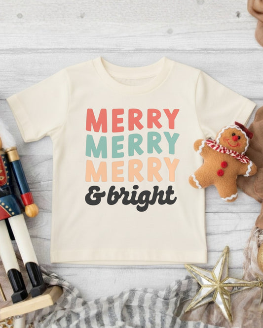 Merry & Bright Retro Christmas Tee